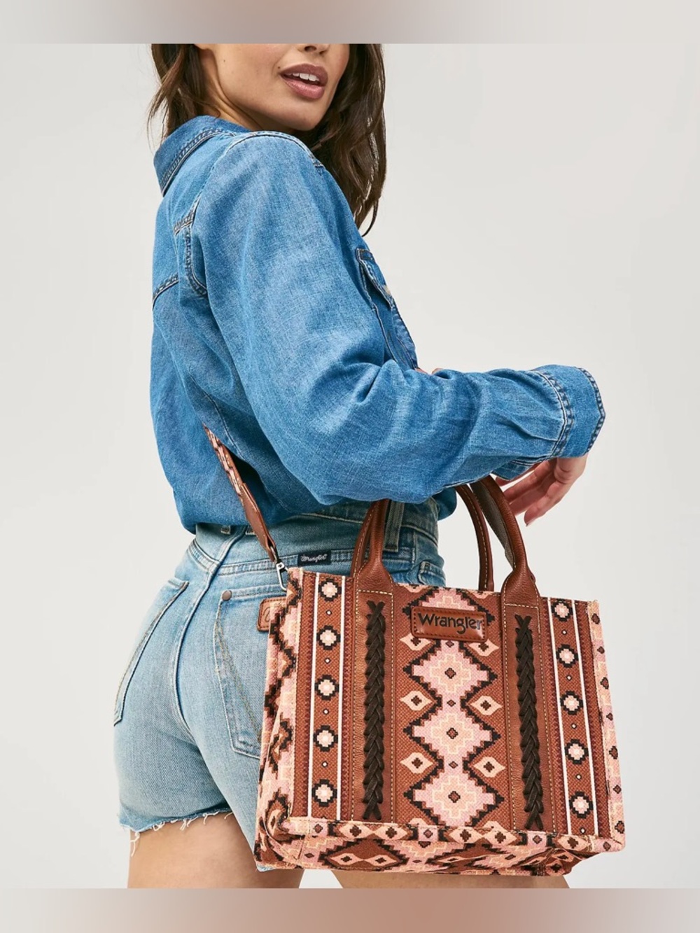 Wrangler Southwestern Canvas Crossbody Satchel